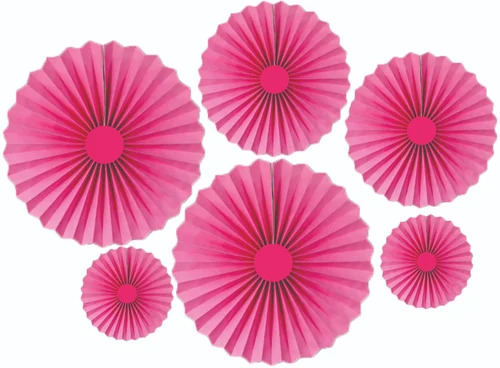 Pink Paper Fan Decoration Set Of 6 Hanging Party Decor - Design Type: Elegant Theme