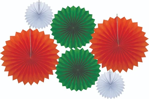 Tri Color Tiranga Decorative Paper Fan For Decoration - Color: Tricolor