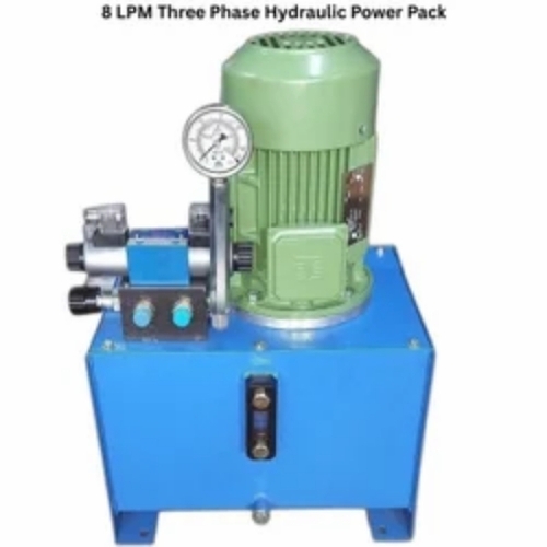 8 Lpm Three Phase Hydraulic Power Pack - Stainless Steel, Blue-Green, 220V, 1440 RPM | Includes Hydraulic Hoses, Efficient Stable Pressure, Low Noise