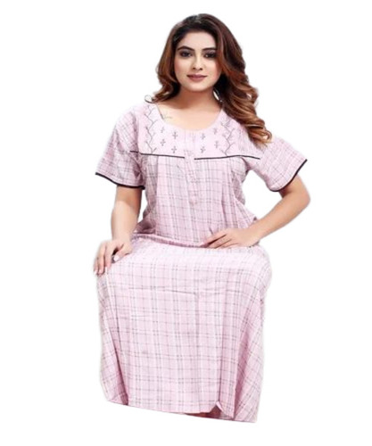 Ladies Pink Printed Nighty
