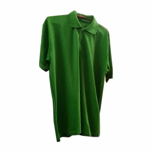Mens Green T Shirt - Cotton, Regular Fit, Polo Collar, Half Sleeves | Soft, Good Quality
