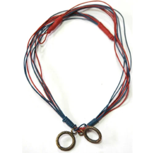 Blue And Red Leather Necklace Lnw00067