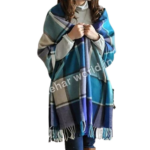 Ladies Acrylic Check Shawl