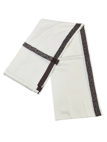 Off White Wool Blend Floral Border Shawl