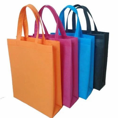 Plain Non Woven Shopping Bag - 12x16 Inch, Multi Color, Handled | Eco Friendly, Water Resistant, 2kg Capacity