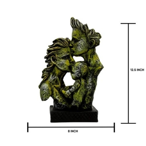 Polyresin Romantic Love Couple Statue - Polyresin, Square Shape, Black | Handcrafted Detail, Elegant Finish, Free Standing Decor