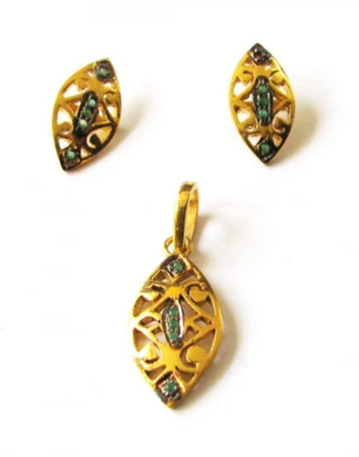 Silver Diamond Pendant Set