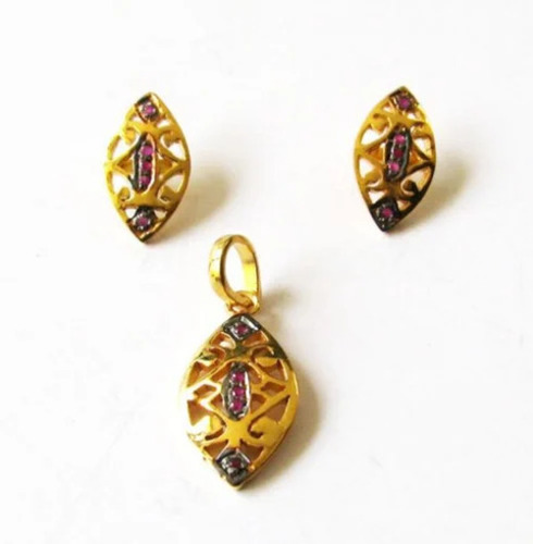 Silver Diamond Pendant Set Sdp00065