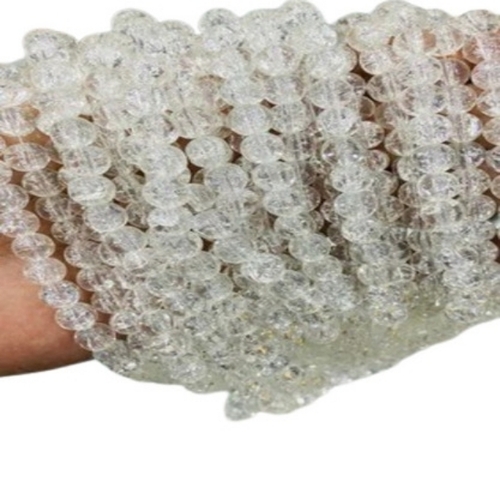 White Glass Beads - 8 Mm Round Glass Beads | Glossy Finish, Waterproof, Stylish, Versatile Design, Made From Durable Glass Material