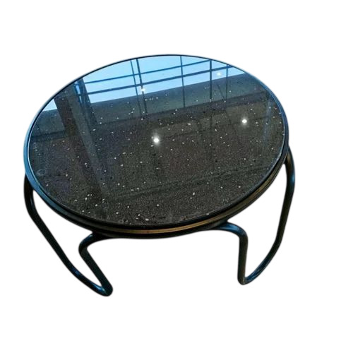 Granite Top Round Iron Coffee Table