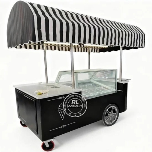 Mobile Food Tricycle Street Cart - Stainless Steel, Silver | Compact Design, Easy Mobility, Fuel Efficient