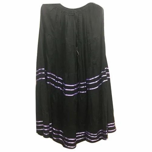 Black Cotton Long Skirt