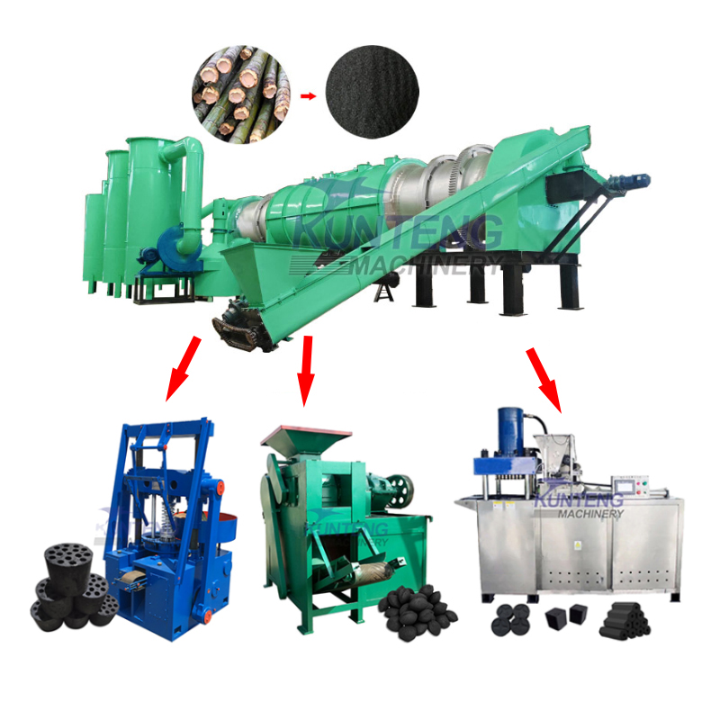 Continuous Carbonization Briquetting Production Line - Capacity: 1-3 T/hr