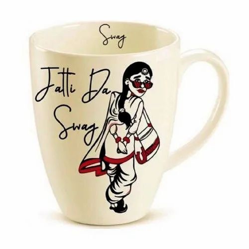 White Ceramic Printed Mugs