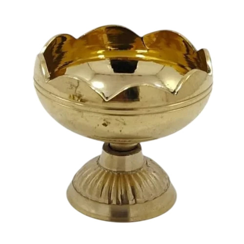 4 Inch Brass Lotus Diya - Color: Golden