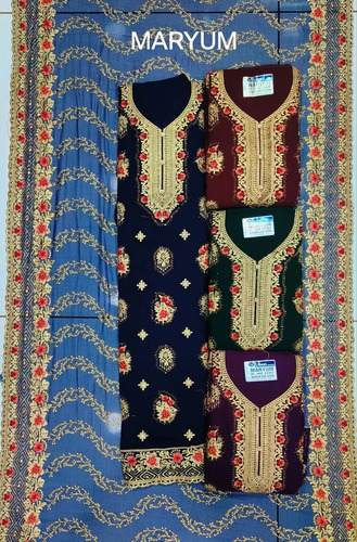Border Dup Work Embroidered Unstitched Ladies Suit - Ethnic Region: Indian