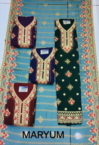 Ladies Embroidered Unstitched Suit - Ethnic Region: Indian