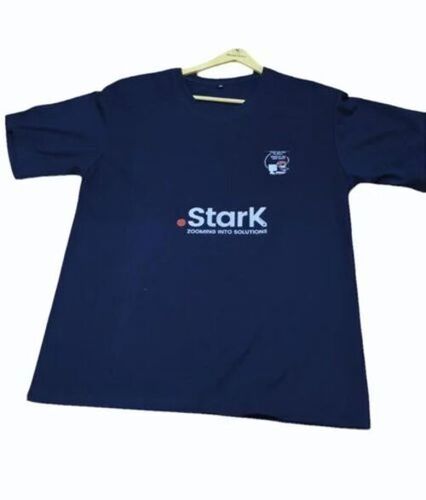 Polyester Men Navy Blue Promotional T Shirt