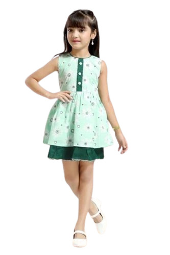 Printed Sleeveless Kids Designer Frock