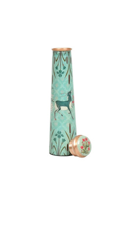 Sky Blue Copper Meena Printed Bottle