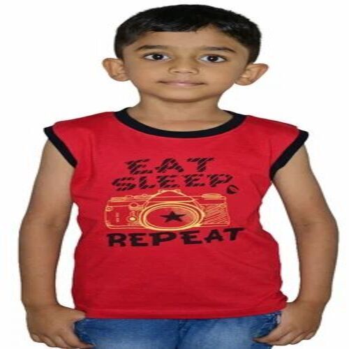 Boys Red Printed T-Shirt