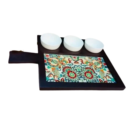 Designer Printed Serving Platter - Color: Multicolor