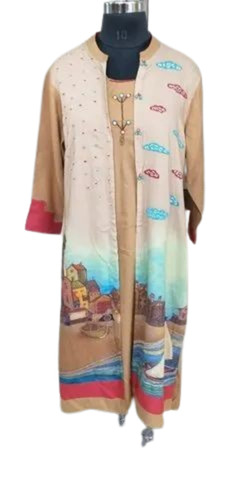 Ladies Double Layer Cotton Kurtis - Multi Color, 3/4th Sleeves, Regular Fit | Breathable, Anti UV, Anti Wrinkle, Quick Dry, Comfortable Fit