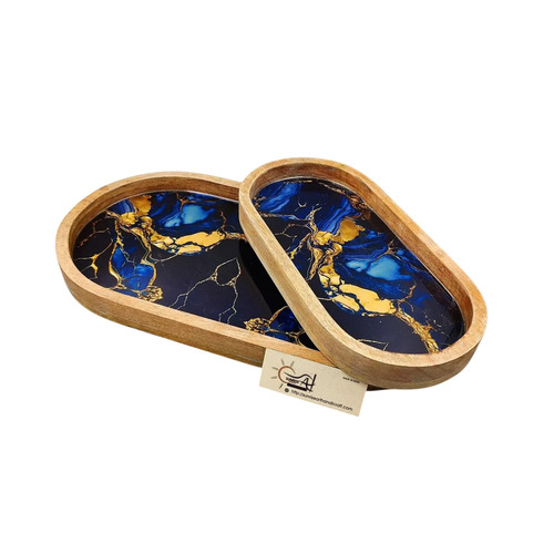 Mango Wood Enamel Printed Serving Platter