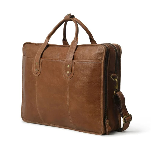 Plain Office Leather Bag - Genuine Leather, Multicolor, Unisex | Brown Leather, Custom Size, Casual Wear