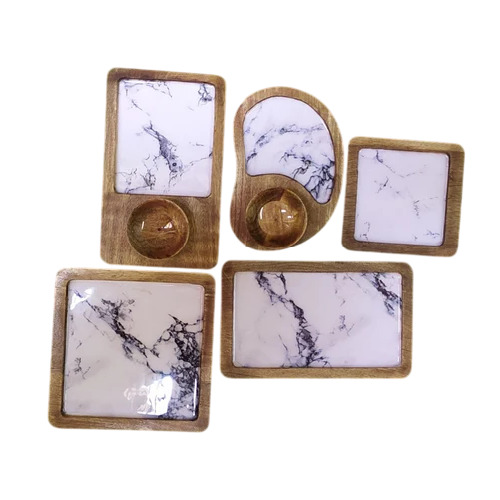 Printed Wooden Servings Platters Set