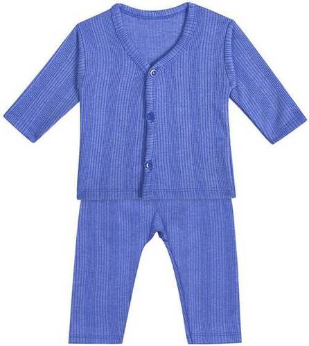 Blue Kids Front Open Thermal Set - Cotton, All Size, Blue | Anti Wrinkle, Comfortable, Skin Friendly, No Fade