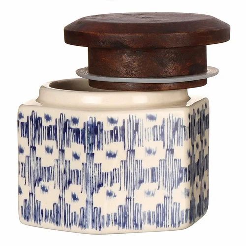 Ceramic Jar With Wooden Lid