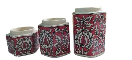 Floral Printed 3 Piece Ceramic Jar Set