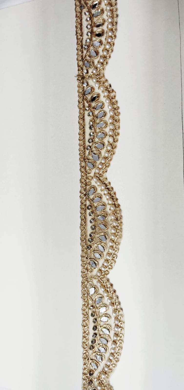 Handicraft Scalloped Pearl And Moti Work Lace Border Trim