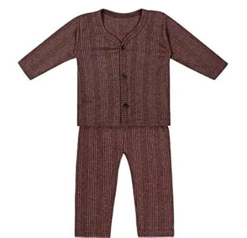 Kids Front Open Thermal Set - Cotton, All Size, Brown | Anti Wrinkle, Comfortable, Skin Friendly, No Fade, Unisex, Trendy Style