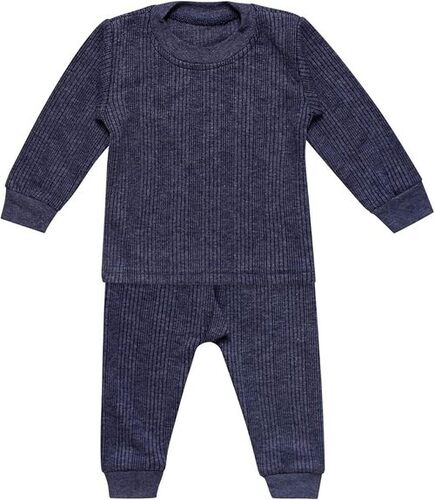 Kids Round Neck Winter Thermal Set - Cotton, All Size, Blue | Anti Wrinkle, Comfortable, Skin Friendly, No Fade, Unisex, Trendy Style