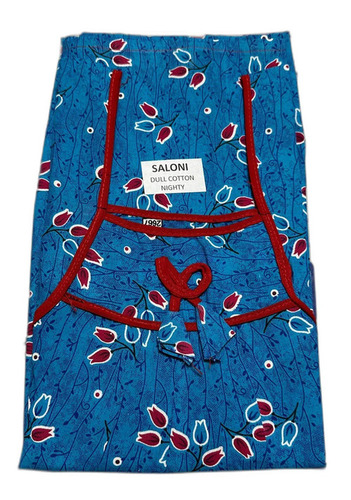 Blue Regular Fit Dull Cotton Nightgown - Color: Custom
