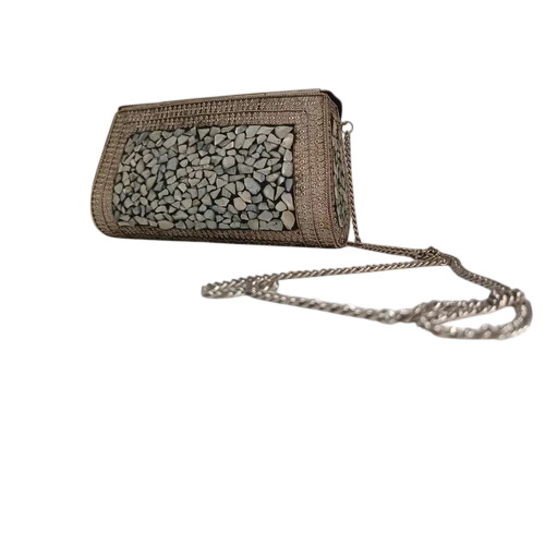 Brass Embroidered Rectangle Sling Bag