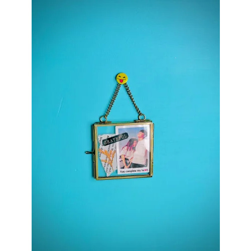 Brass Golden Decorative Wall Hanging Photo Frame 3x3 Inch