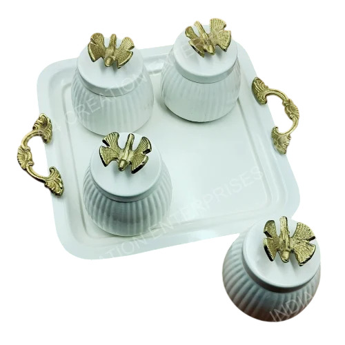 Exclusive Metal Tray And Jars