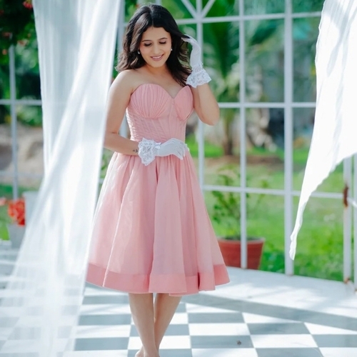 Heavy Organza Corset Ladies Frock - Organza, All Size, Pink | Anti Wrinkle, No Fade, Sleeveless, Casual Wear