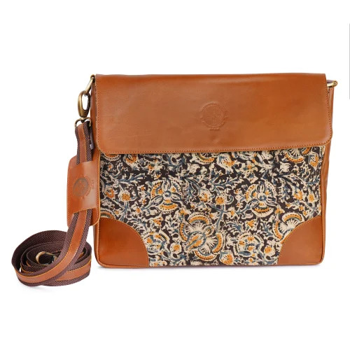 Kalamkari & Leather Messenger Bag