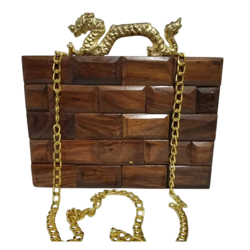 Ladies Brown Wooden Clutch