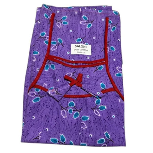 Voilet Regular Fit Dull Cotton Nightgown - Color: Custom