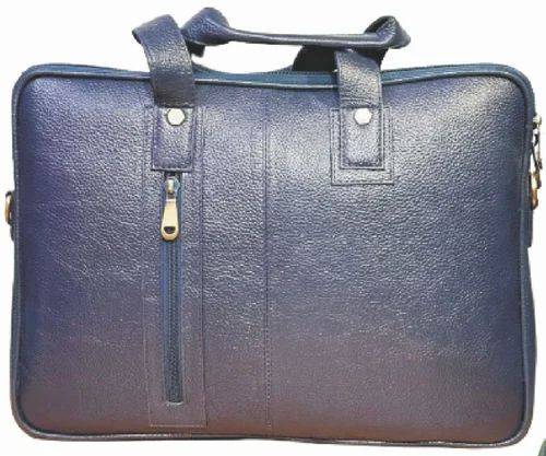 Blue Leather File Bag