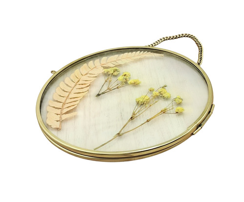Glass Brass Photo Frame Round (6x6 Inch)