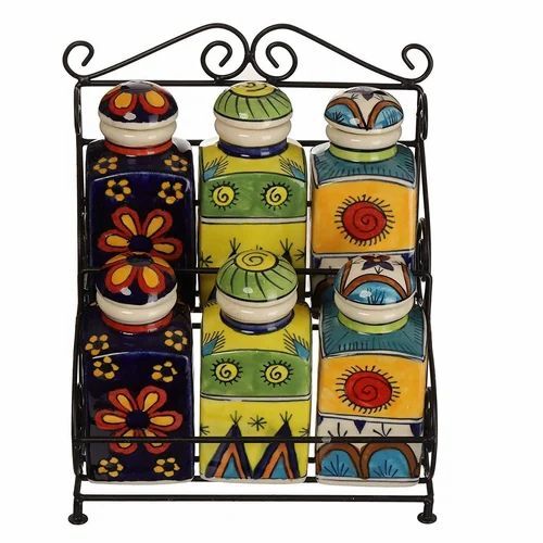 6 Piece Printed Ceramic Jar Set