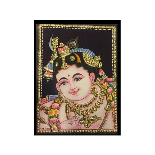 Baby Krishna Tanjore Painting - Features: Cute Design
