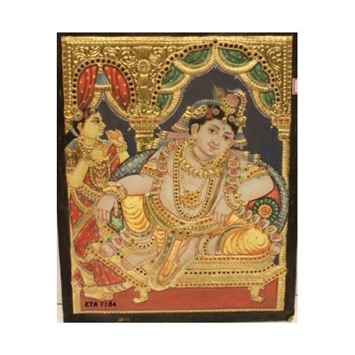Darbar Krishna Tanjore Painting - Features: Premium Artwork