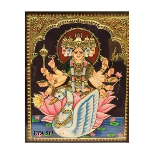 Gayatri Devi Tanjore Painting - Features: Handcrafted